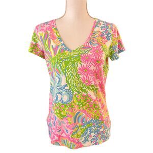 NWOT Lilly Pulitzer Michelle “More Lovers” Coral Top Size M Multicolor
